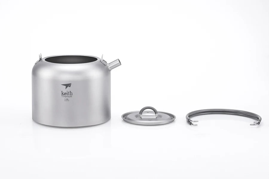 Keith Titanium Kettle 1.5L Camping Picnic Cookware Titanium Teapot Ultralight Outdoor Camping Coffee Pot With String BagTi3907