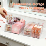 Makeup Organizer for Eyeshadow Palette and Lipstick Organizer 7 Section Desktop Divided Clear Plastic Cosmetic Tools Organizer