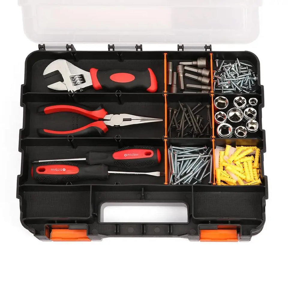 Hardware Organizer Box 34 Compartments Organizer W/ Removable Dividers Double Side Screw Organizer For Nuts, Bolts Screws Nails
