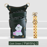 Fenice scissors storage bag,hold 8 scissors, 8 paintings, 6 colors cowhide,waist bag, pet beautician, barber's special waist bag