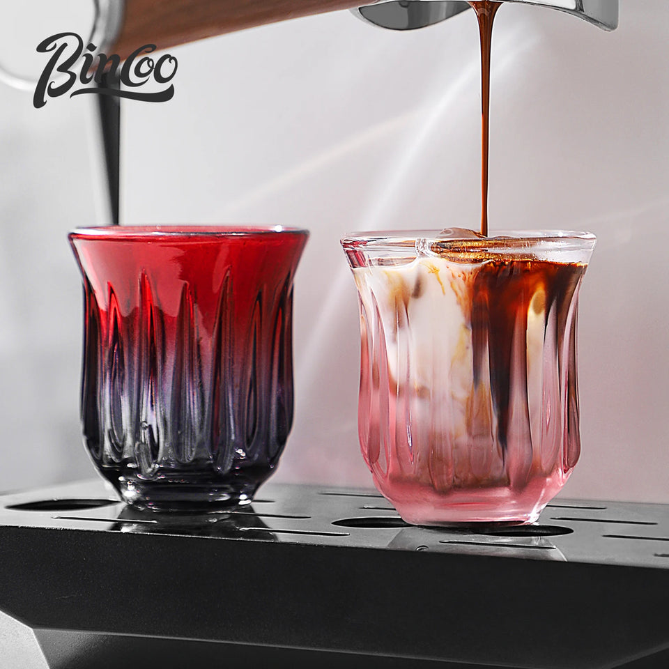 Bincoo High End Coffee Cup Elegant Retro Glass for Americano Dirty Flat White Espresso and Latte Available in 90/200/240/400ml