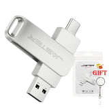 JASTER Metal USB TYPE-C 2 IN 1 Pen Drives 16GB silvery Flash Drive 64GB Commercial Affairs Gifts Memory Stick 4GB 8GB 32G U Disk