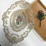New Oval Lace Embroidery Table Place Mat Ins Christmas Pads Cloth Placemat Cup Coffee Tea Coaster Doily Kitchen Table Decoration