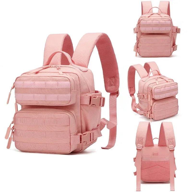 Mini Tactical Backpack for Women Camping Hiking Sports Gym Bag 9L Daily Travel Athlete Fitness Rucksack with Bottle Holder