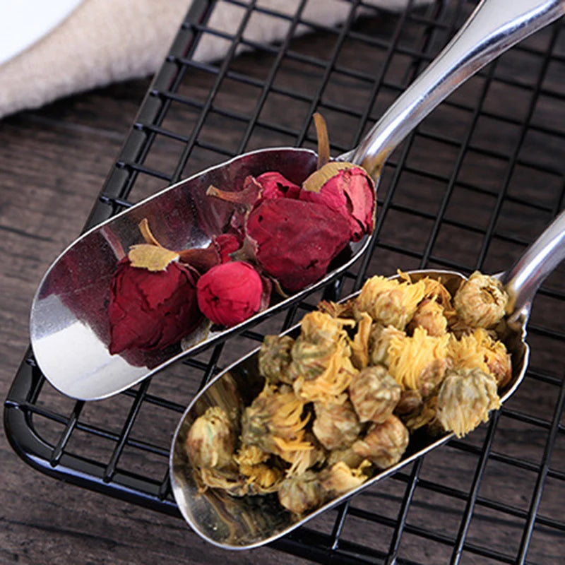 Stainless Steel Long Handle Teaspoon Measuring Shovel Spoon Vintage Loose Leaf Tea Scoop Coffee Bean Scooper Kitchen Sugar