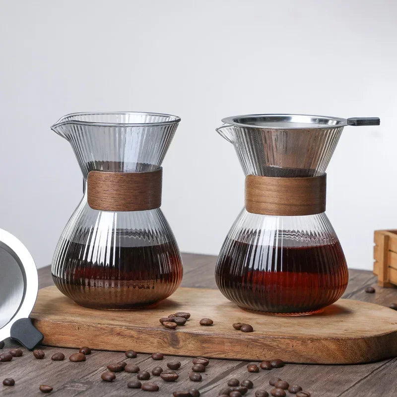 Hand Brewed Glass Coffee Sharing Pot Barista Tools Household Filter Coffee Pot Set Coffeeware Teaware Coffe Accessories