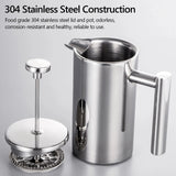 1.5L / 2L Coffee Maker French Press Stainless Steel Espresso Coffee Machine French Press Double-Wall Insulated Coffee Tea Maker