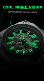 FeelNever Creative Automatic Movement Men's Watches Hollow Fashion Casual Sport Military Leather Waterproof Mechanical Watch+Box