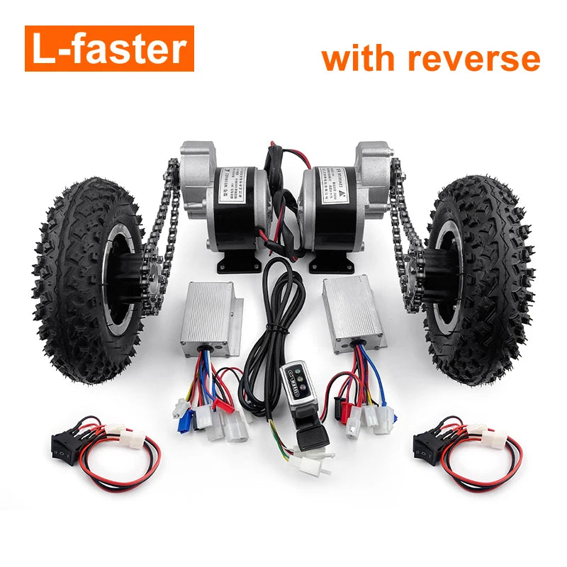 500W Dual Drive Electric Cart Conversion Kit Easy Carry 200kg 8" Wheel Set For Electrical Pull Barrow Trolley Capacity 400lbs