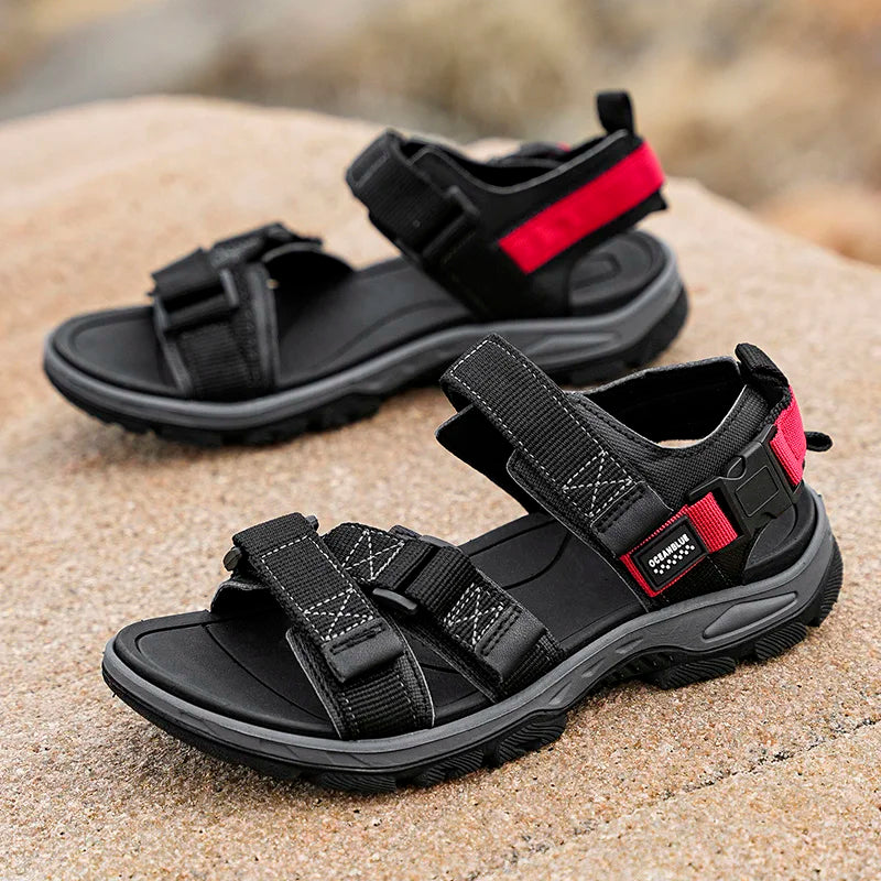 Summer Men's Sandals Trendy Casual Outdoor Sport Shoes for Holidays Beach Breathable Wear-Resistant Hiking & Walking Sandals