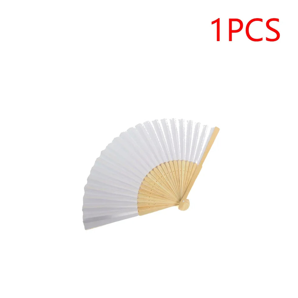 1-50PCS Paper Bamboo Folding Hand Fan Wedding Personalized Fans Party Decor Art Craft DIY Folding Fan for Wedding Party Decor