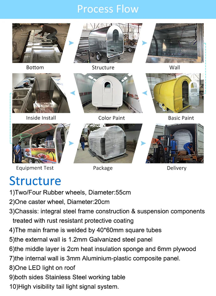 2025 Netherlands Standard Commercial Food Trailer Cart School Food Truck Van With Stocks For Shipping