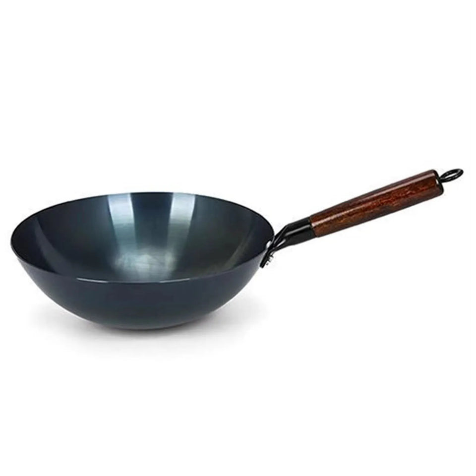 Traditional Chinese iron cooking pot/Iron pan/Round bottom with non-stick surface/Single handle/For household and commercial use
