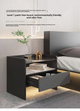 Modern Simple Bedroom Furniture Wooden Glass Bedside Table Storage Side Cabinet