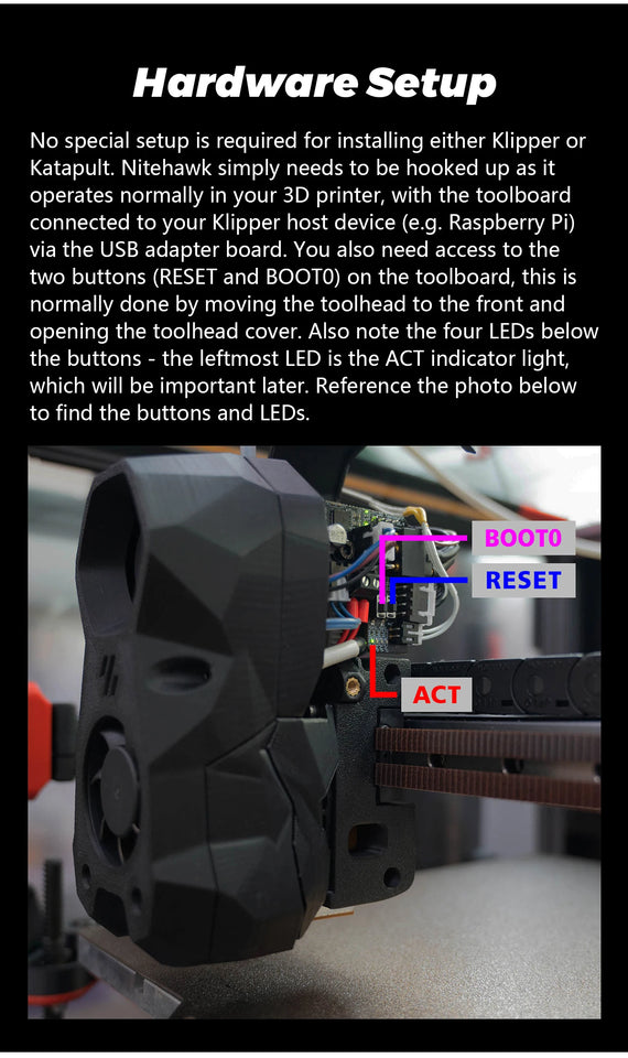 BLV® New Nitehawk LDO toolboard featuring RP2040 MCU TMC2209 drive ADXL345 accelerometer and USB port Voron StealthBurner