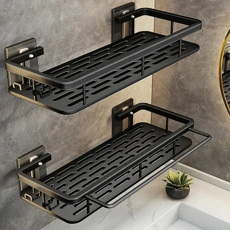 Rustproof Aluminum Bathroom Shelf – No-Drill Over-Tub or Corner Storage for Toiletries & Shower Essentials