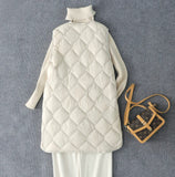New Arrivals Korean X-long Sleeveless Puffer Jacket 2025 Autumn Winter Women Fashion Ultra Light Down Liner Warm Coats 3xl