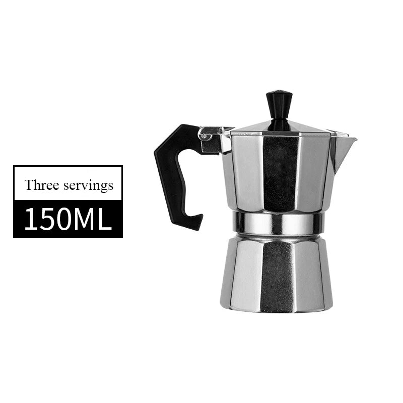 Mocha Coffee Pot Stovetop Espresso Maker Aluminum Silver Coffee Percolator Home Hand-brewed Octagonal Moka Pot Kitchen Utensils