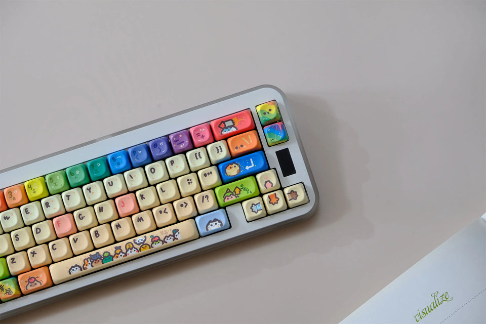 Cat Party Keycaps Set 132 Keys PBT Material Keycaps MOA XOA Profile DYE-SUB For MX Switch Wooting Mechanical Keyboard Keycap