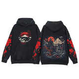 Y2K Anime Hoodies Men Ukiyoe Oversized Loose Vintage Acid Wash Hooded Sweatshirt Women Goth Harajuku Cotton Long Sleeve Pullover