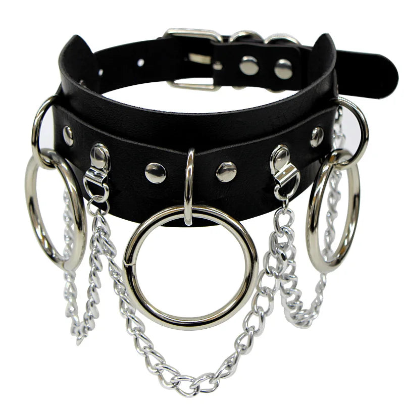 Woman Black Punk Choker Collar Necklace Sexy PU Leather Heart Lock Key Spike Chocker Gothic Cosplay Accessories Party Jewelry