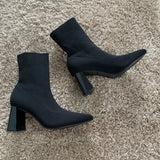 2025 Autumn Winter Knitted Stretch Fabric Socks Boots Women Low Heel Short Boots Pointed Toe Female Ankle Booties Size 42