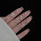 LATS Zircon Initial A-Z Letter Rings for Women Girl Adjustable Opening Ring Name Alphabet Female Wedding Fashion Jewelry Gift