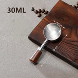 1pc New 304 Stainless Steel Measuring Spoon Coffee Bean Spoon 30ml Walnut Handle Coffee Powder Spoon Baking Spoon