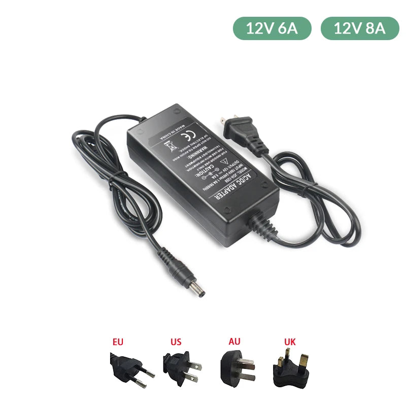 AC 110-240V DC 12V 1A 2A 3A 5A 6A 8A Universal Power Adapter Supply Charger adapter Eu Us Au Uk for 5M 10M 30M LED Light Strips