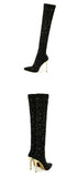 Eilyken Sexy Runway Crystal Stretch Fabric Sock Over the Knee Boot Thigh Stiletto High Pointed Toe Woman Shoes Zapatillas Mujer
