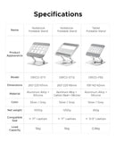 ORICO Foldable Laptop Stand Aluminum Alloy 360 Adjustable Notebook Stand Up to 17 inch Laptop Folding Desktop Support Holder