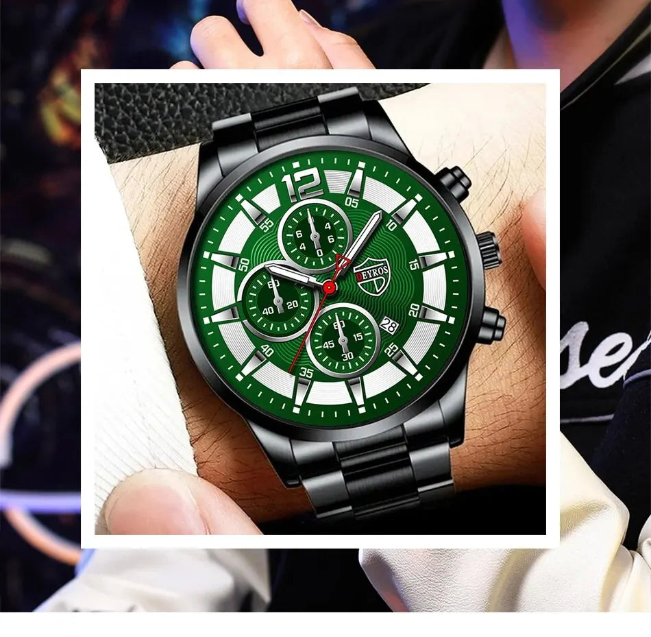 Fashion Men Stainless Steel Watch Luxury Calendar Quartz Wrist Watch Mens Business Watches for Man Luminous Clock