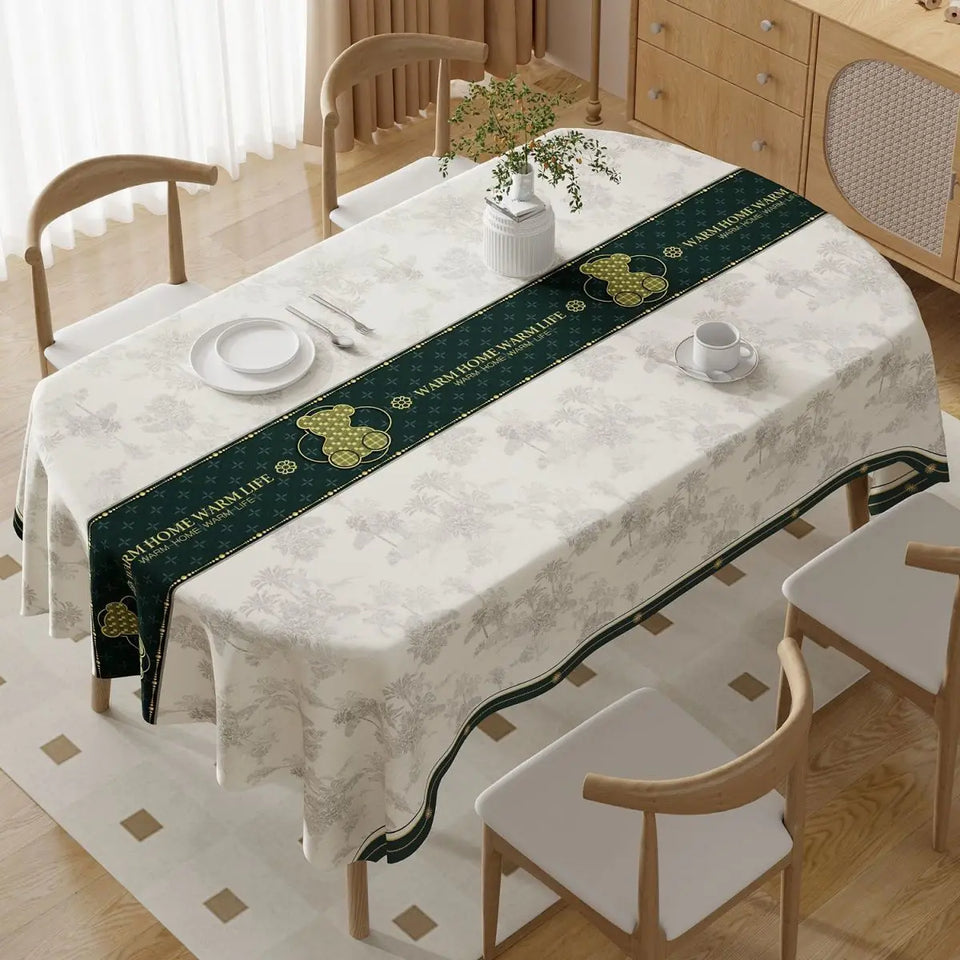 Square Printing Tablecloth No Wash Oil Proof Waterproof and Heat-resistant PVC Table Mat Home Banquet Coffee Table Decoration