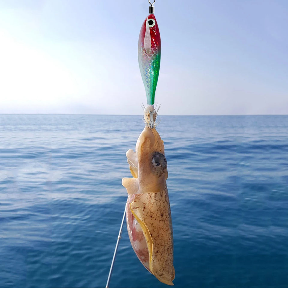 Luminous Squid Hook Squid Fishing Lure with 3D Eyes Cuttlefish Attracting Lure Glow In The Dark Squid Bait for Night Fishing