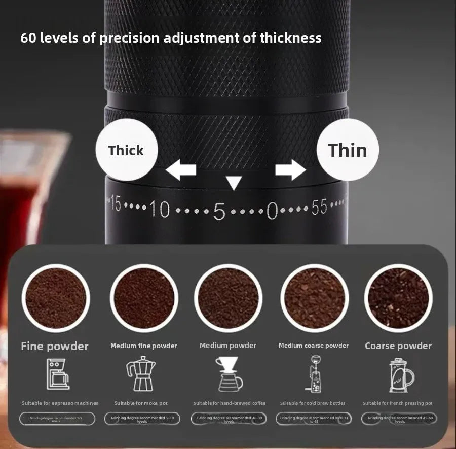 High - Quality Hand - Cranked Coffee Grinder with Steel Core for Precise Manual Coffee Bean Grinding and Fine Powdering