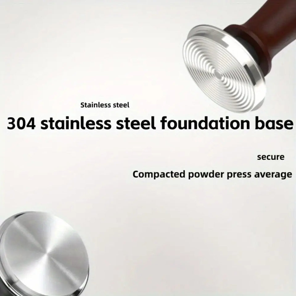 Premium 51/53/58MM Coffee Tamper Wooden Handle Durable Pressure Hammer Stainless Steel Base Barista Tool Professional Use