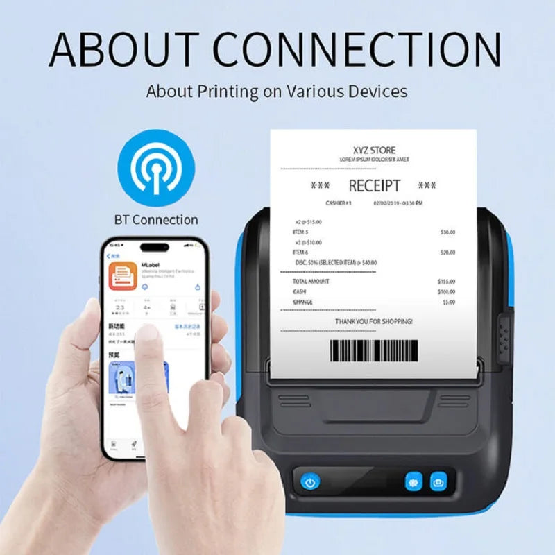 MHT-P29L Milestone Bluetooth 80mm Usb Thermal Receipt Printer Mini Tag Barcode Sticker Printer Receipt Printing Machine