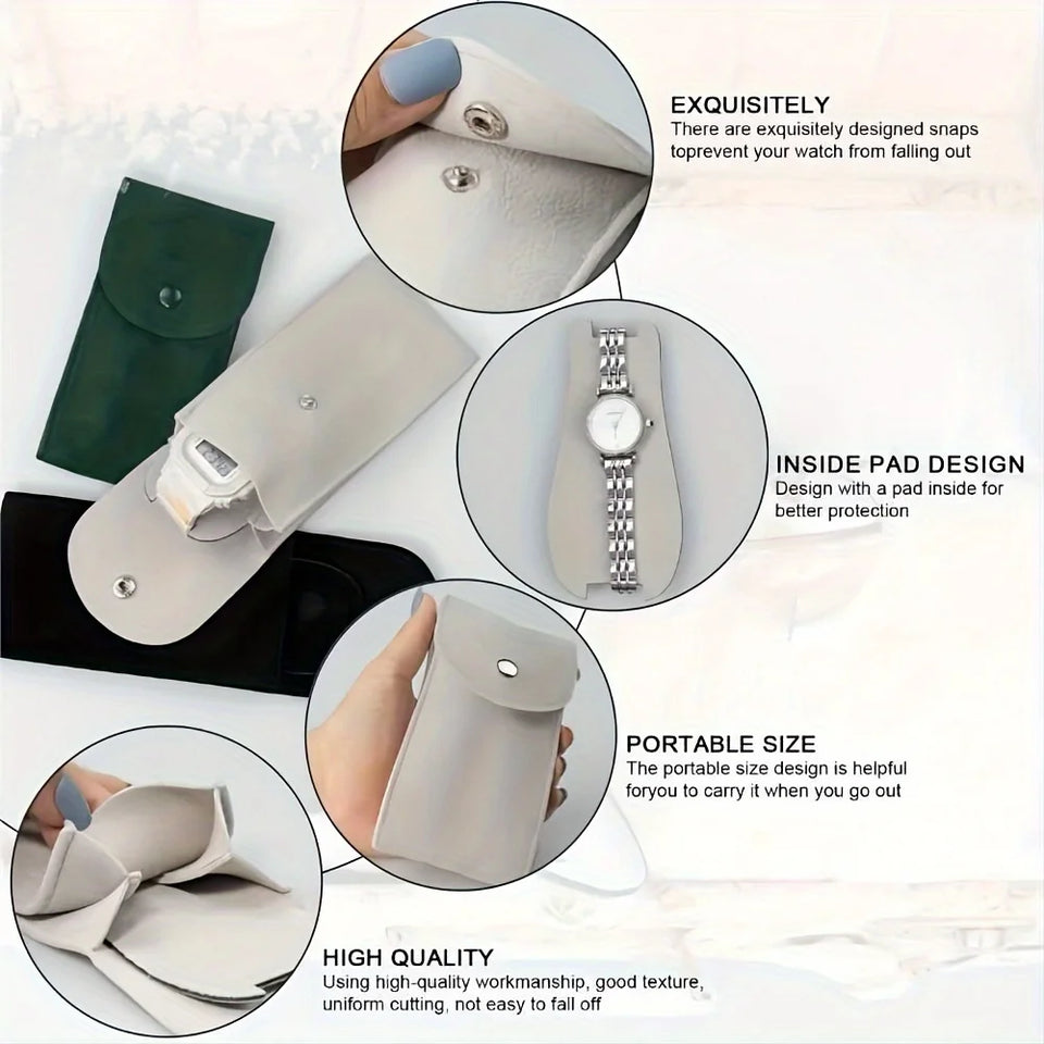 6 Pieces Portable Single Watch Travel Case Organizer - Flannelette Fabric Storage Bag for Men and Women