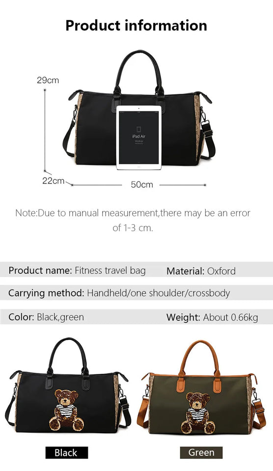 Travel Fitness Bag Luggage Bag Zipper Storage Bag Carry-on Duffle Bag With Single Shoulder Strap For Short Trips Swimming