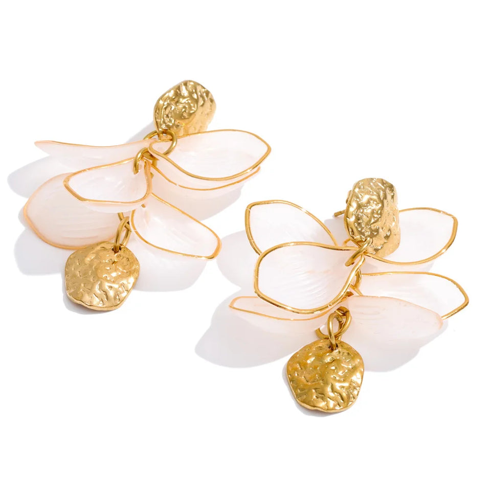 Yhpup Resin Acrylic Flower Petal Drop Earrings 2026 Stainless Steel New Arrivals Popular Spring Summer Charming Handmade Jewelry