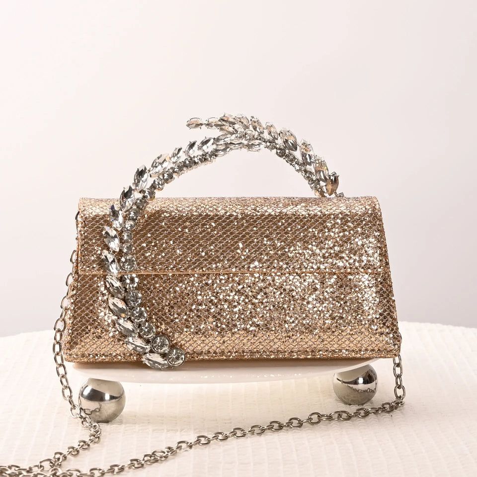 Luxury Diamond Evening Bag Clutch Satin Women Designer Handbags Crystal Silk Shoulder Crossbody Bags for Women Wedding Box Bag