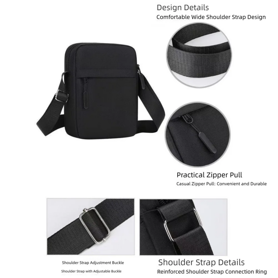 New Nylon Polyester Crossbody Bags Black Grey Blue Minimalists Tote Bag Long Shoulder Strap Travel Storage Bag For Men Women