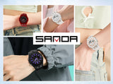SANDA Top New 6283 Dual Display Multifunctional Student Electronic Watch Alarm Clock Night Light Waterproof Sports Student Watch