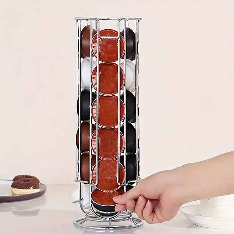 Coffee Capsule Display Rack Rotatable Storage Stand 24-Cup Storage Rack Anti-Slip Bottom For Capsules Coffee Tools