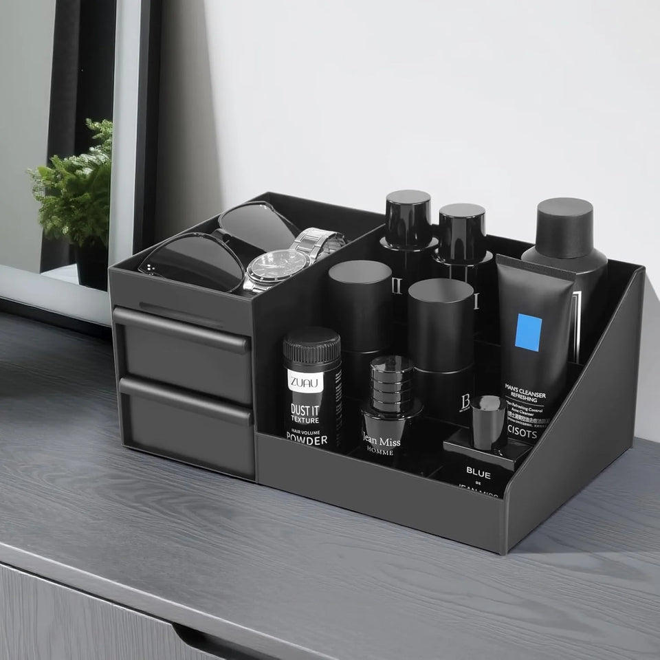 Cologne Organizer For Men, Cologne Holder For Dresser, Perfume Stand, Bathroom Countertop Organizer With Drawers Counter Storage