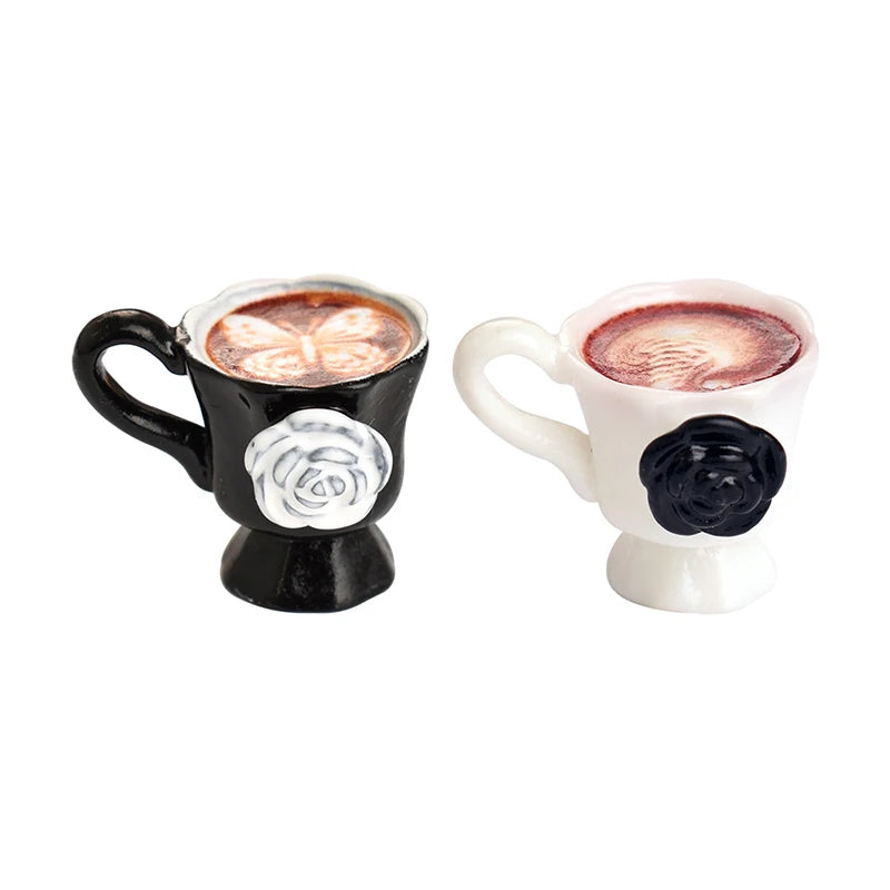 3pcs/set Miniature Dollhouse Rose Coffee Cup Drinks Kitchen Food For Doll Accessories Girl Toy