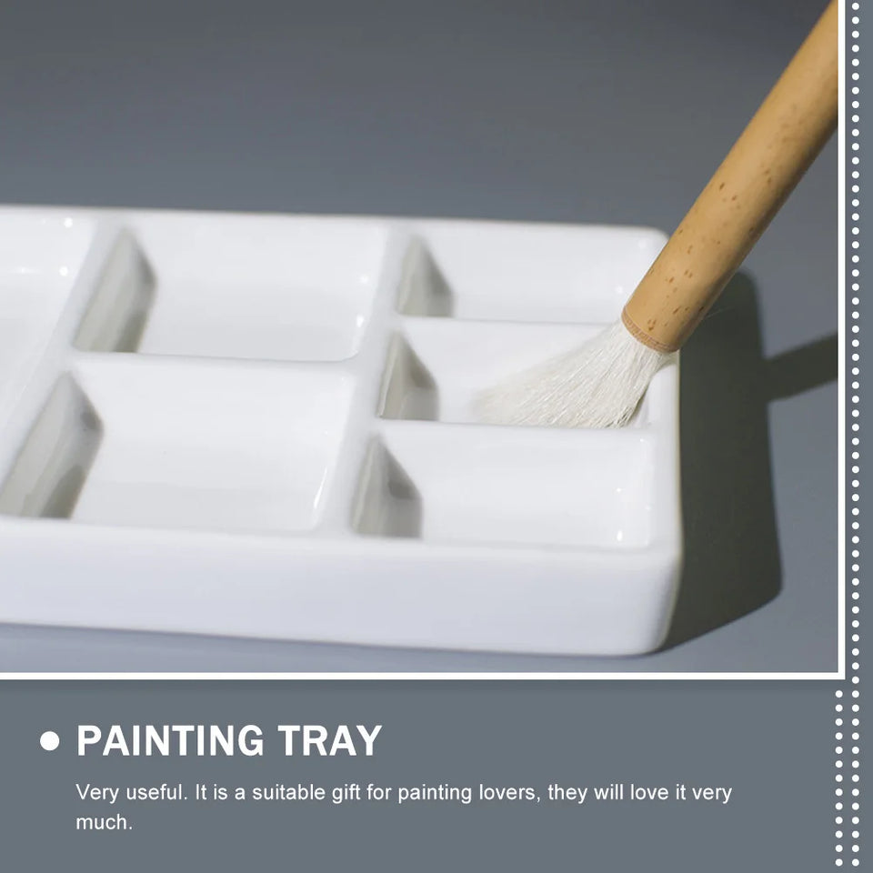 Ceramic Rectangular Paint Pallet White Durable Pigment Tray for Oil Watercolor Painting Artist Supplies Color Mixing Plate