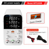 Wanptek Adjustable DC Power Supply 30V 60V 5A 10A Lab Bench Power Supply USB Interface Fast Charging Preset Voltage and Current