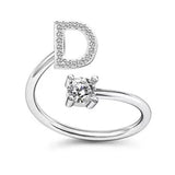 LATS Zircon Initial A-Z Letter Rings for Women Girl Adjustable Opening Ring Name Alphabet Female Wedding Fashion Jewelry Gift