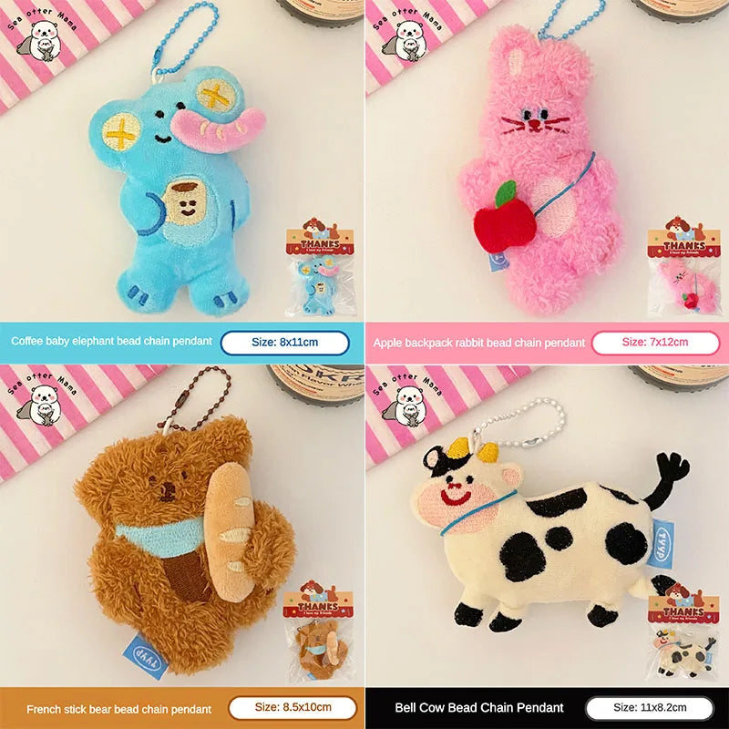 1/4 Pcs Cartoon Plush Doll Pendant Cute Pet Backpack Pendant Backpack Bead Chain Pendant